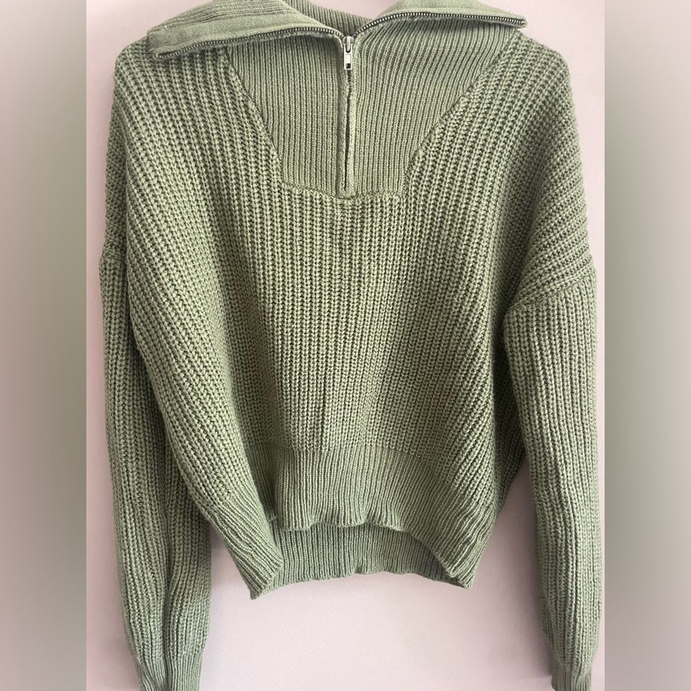 Green sweater quarter zip